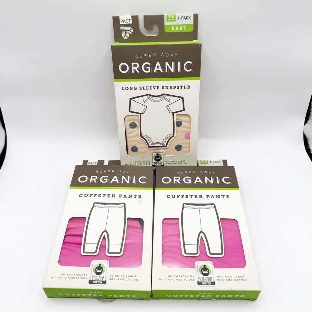 Baby girl Organic Lot Bundle Snapster pink pants 3-6mo 12-18mo